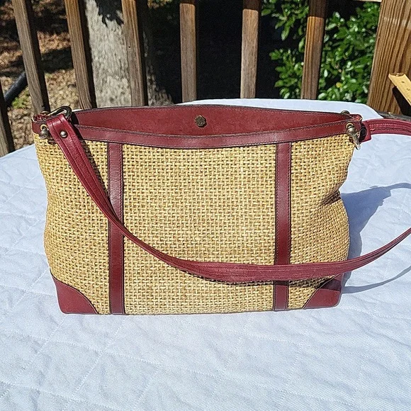 John Romain Bags Ladies Straw Leather Purse Vintage John